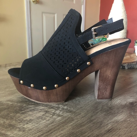 wooden high heel shoes